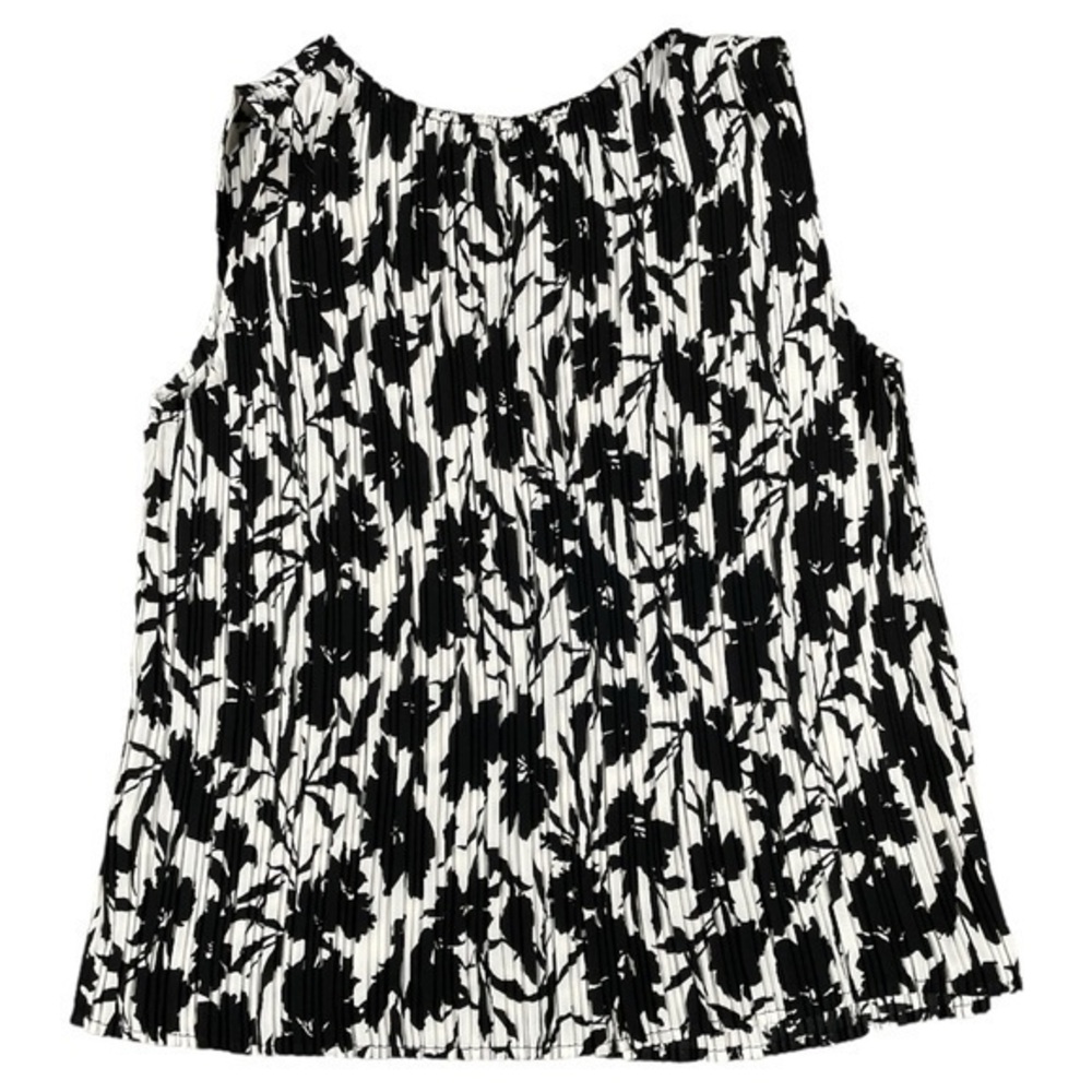 Joie Pleated Sleeveless‎ Floral Top Blouse Office Layer Black White Size Small